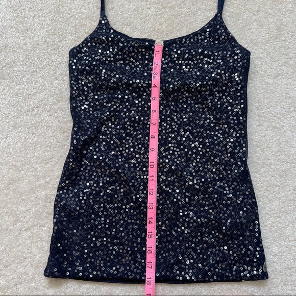 The Limited Navy Tank Top Womens Medium M Spaghetti Strap Sequin - Picture 7 of 8